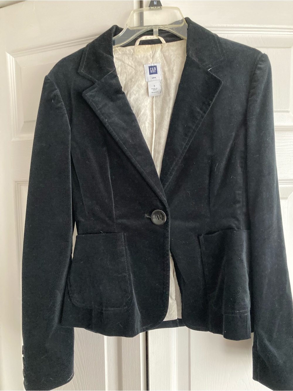 GAP Black Velvet Single-Button Blazer Jacket